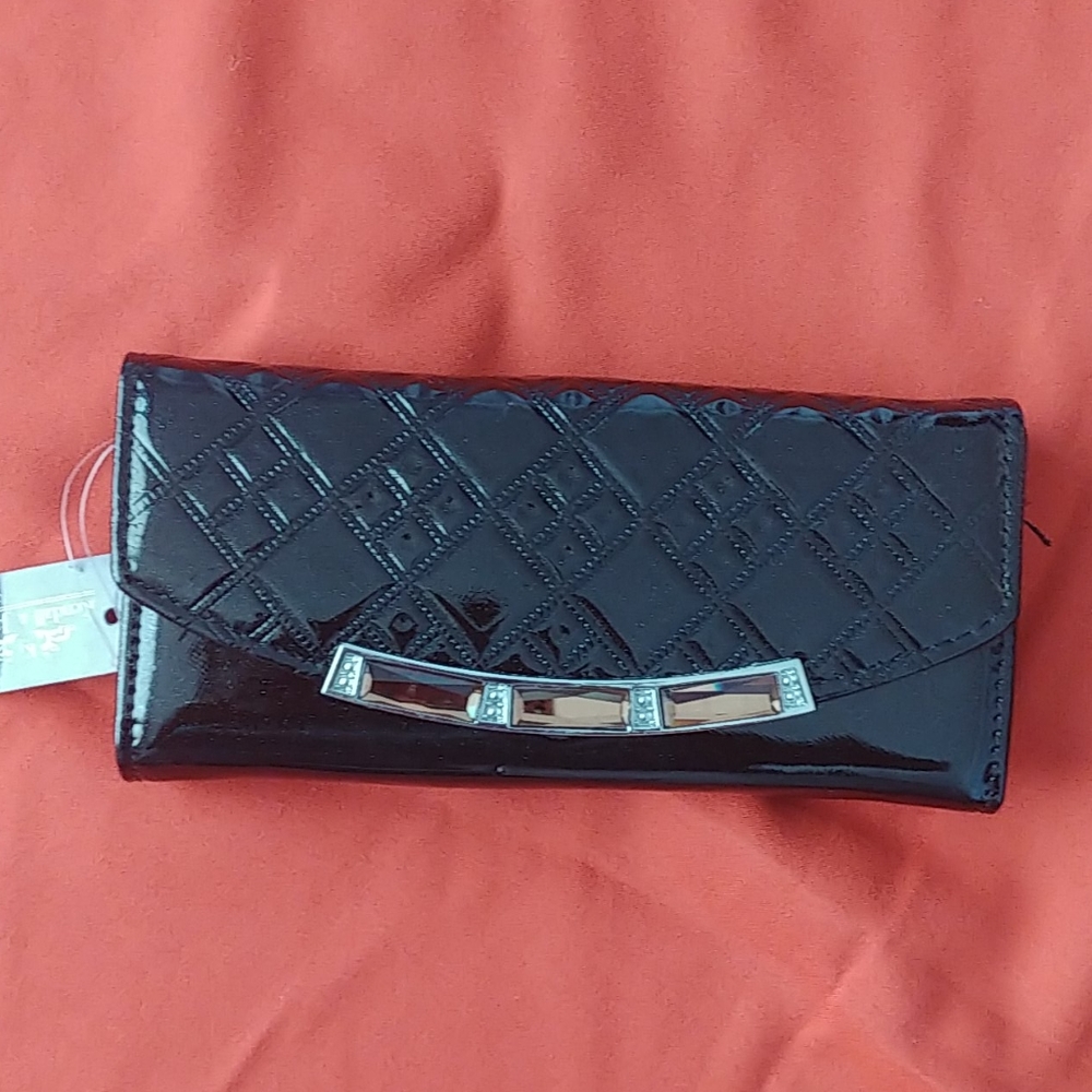 Black clutch with rhinestone and sparkle